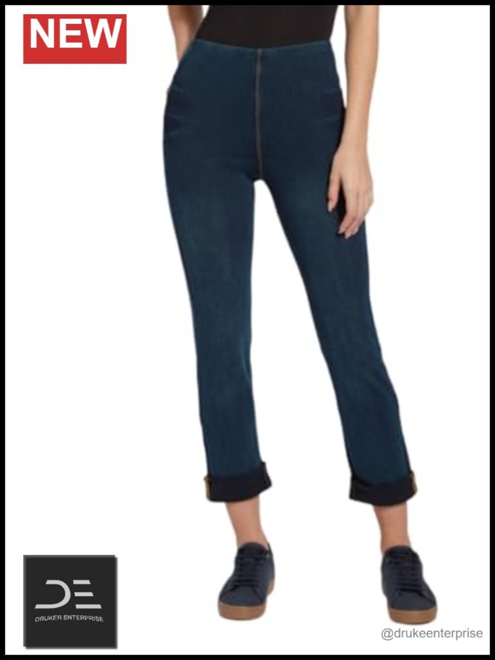 Women's Pull-On Boyfriend Jeans High Waist Relaxed Fit Stretch Cotton Spandex